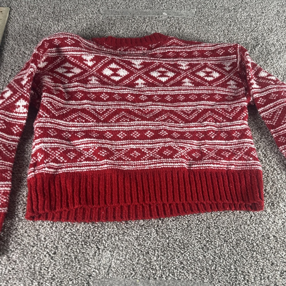 American Eagle Fair Isle Sweater Large Women's‎ Red White Knit Holiday Ski Small